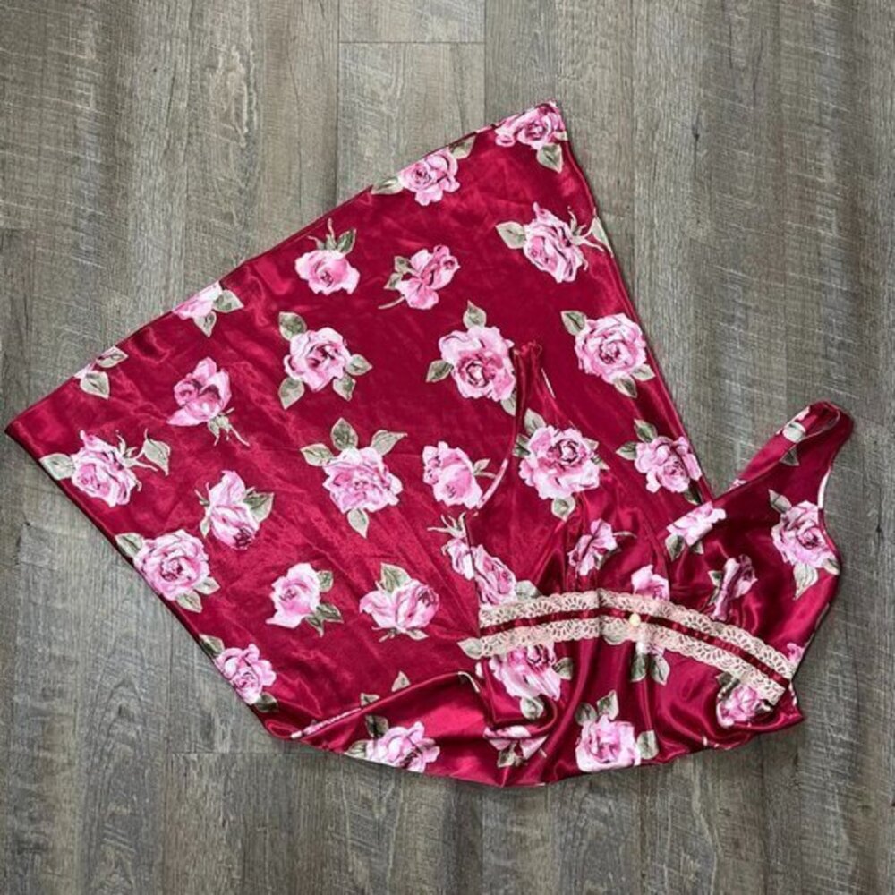Vintage Y2k California Dynasty Floral Rose Babydoll Maxi Slip Dress Womens Med‎